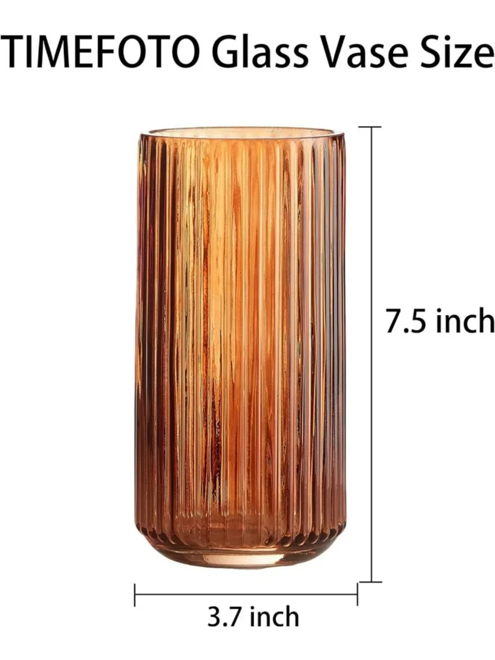 Vintage Amber Glass Flower Vase - 7.5
